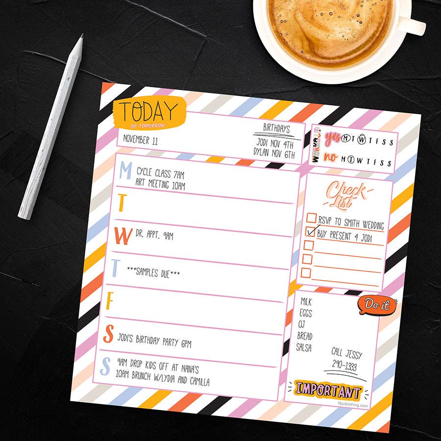 Super Stripe Weekly Square Schedule Pad (Open Dated)