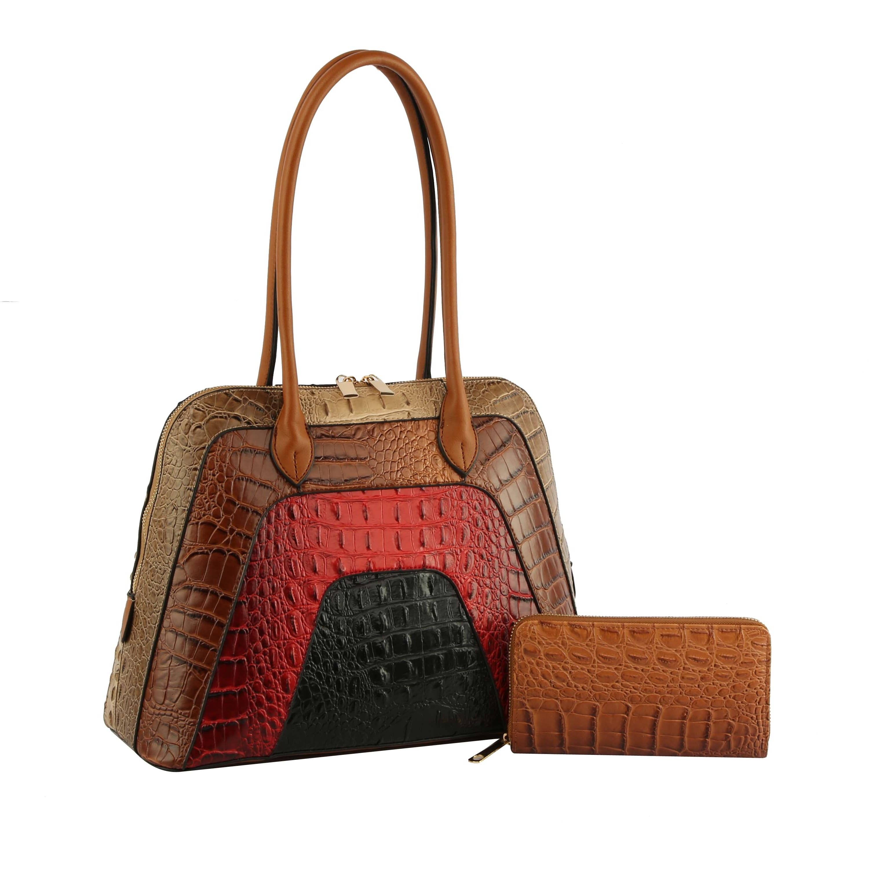 Multi Color Top Handle Satchel Purse Work Bag